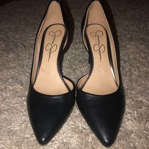 Jessica Simpson black leather heels